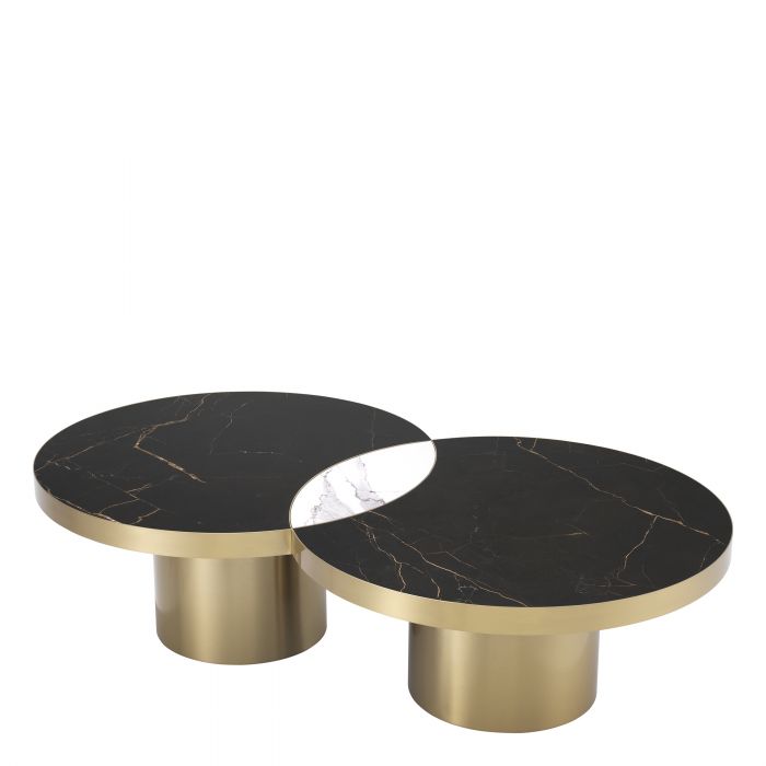 Brushed brass round coffee table Breakers by Eichholtz-coffee table-Renaissance Design Studio