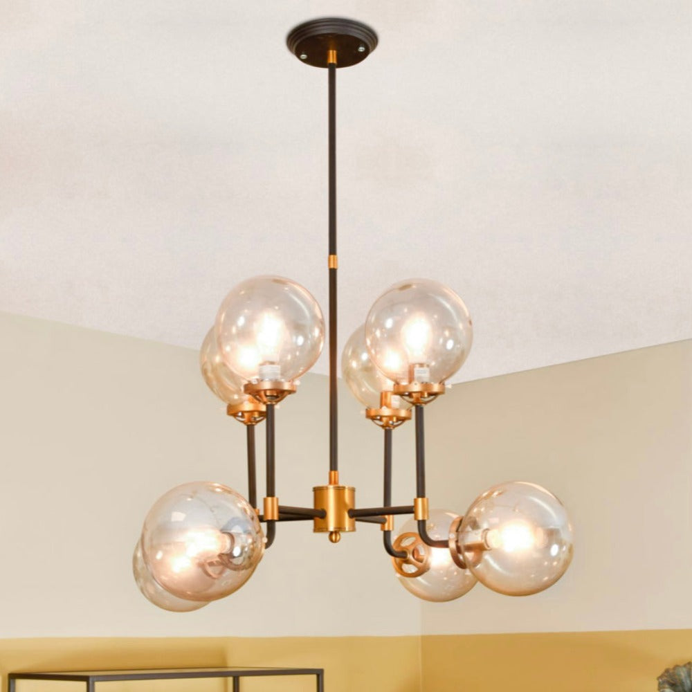 Bubble black and brass chandelier