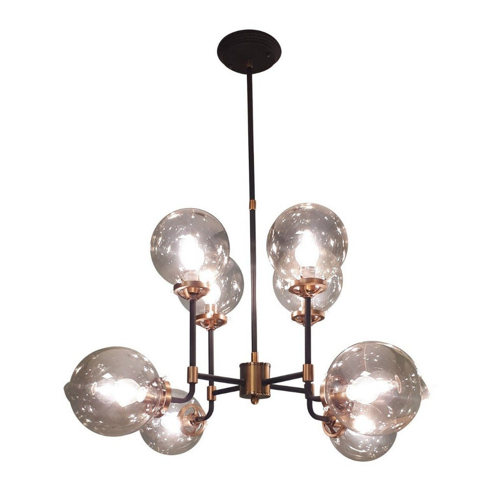 Bubble black and brass chandelier