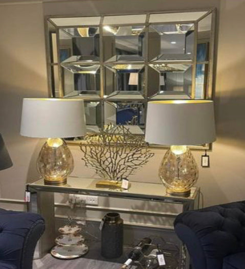 Byron Antiqued Distressed Slim mirrored console table reduced sold as seen One only !-Renaissance Design Studio
