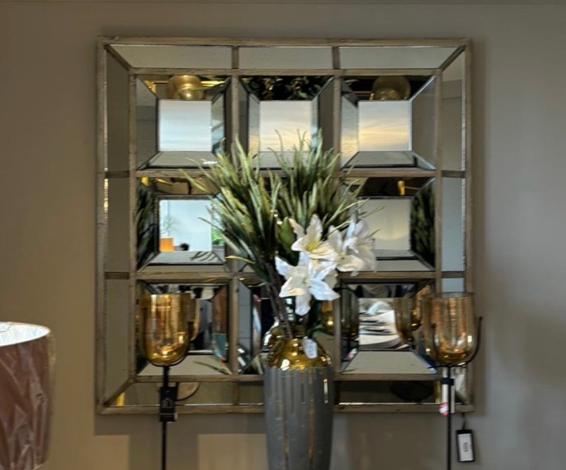 Byron Bevelled Distressed Window Mirror-Renaissance Design Studio