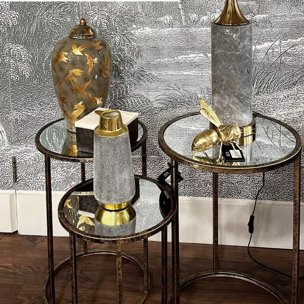 Byron Nest of 3 round Tables with mirrored top