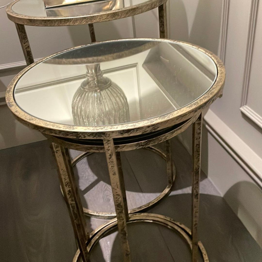 Byron Nest of 3 round Tables with mirrored top