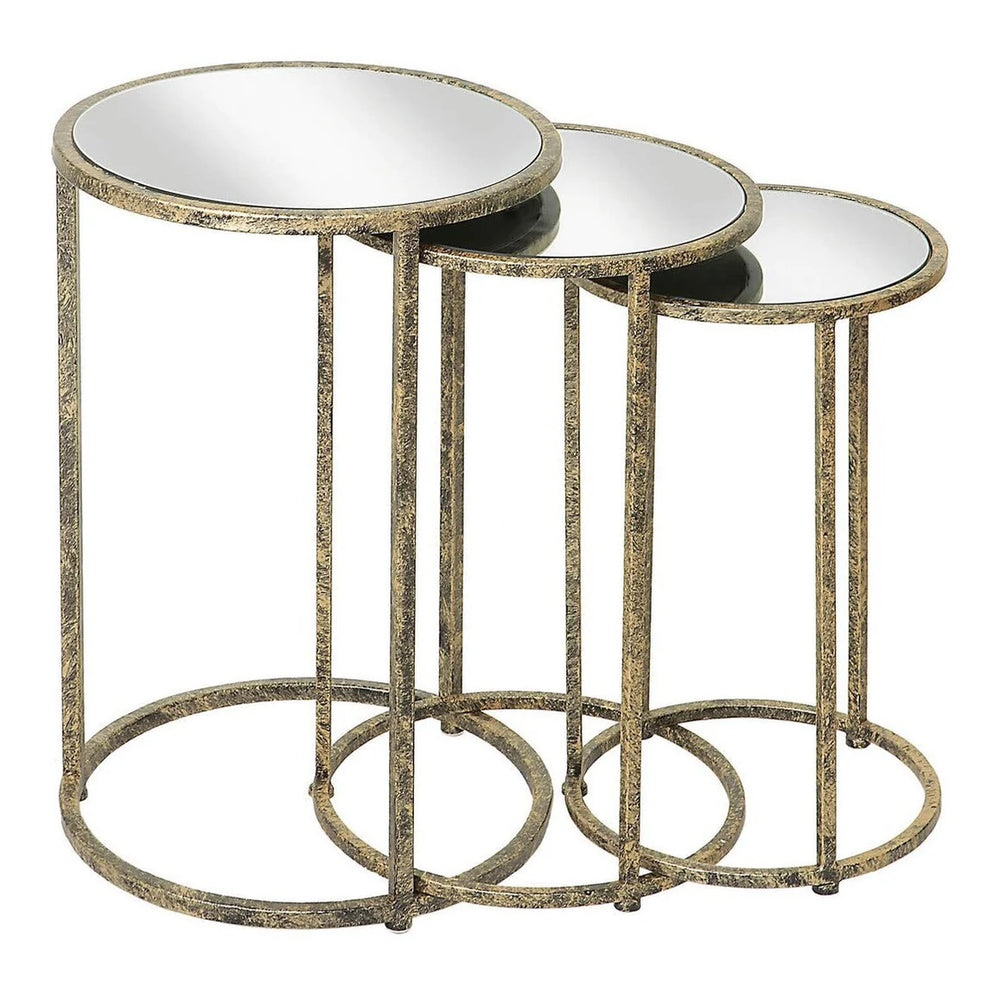 Byron Nest of 3 round Tables with mirrored top