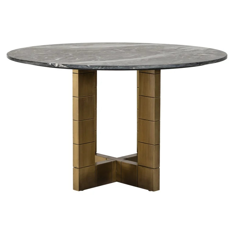 Calley marble look table gold and black-Round dining table-Renaissance Design Studio