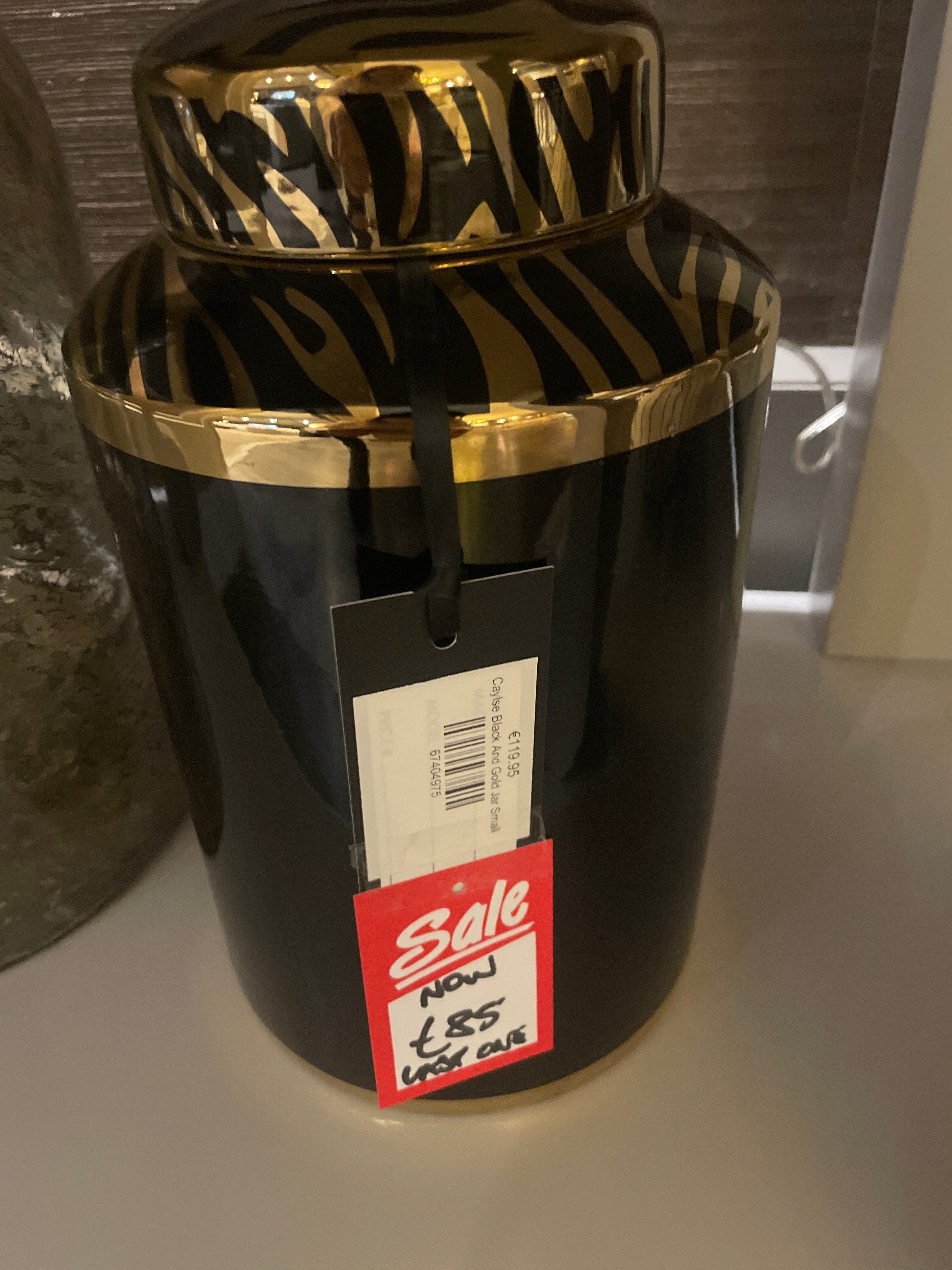 Calyse Black & Gold Jar - Reduced-Renaissance Design Studio