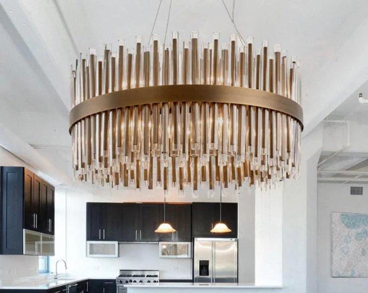 Camden Club 80 cm Chandelier brushed brass reduced-Chandelier-Renaissance Design Studio