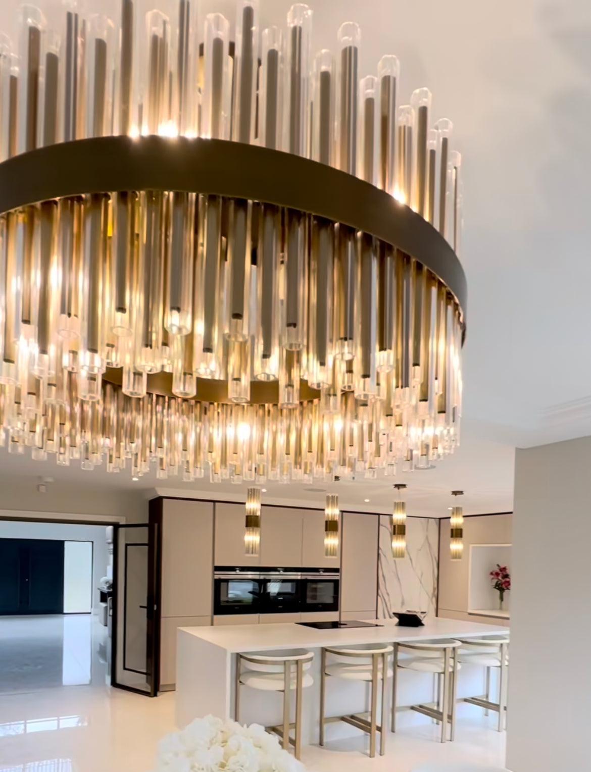 Camden Club 80 cm Chandelier brushed brass reduced-Chandelier-Renaissance Design Studio