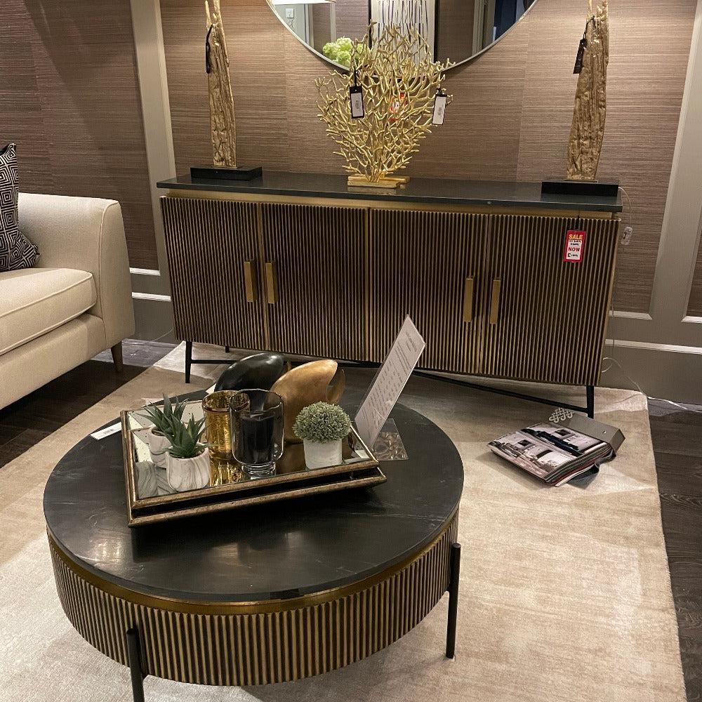 Camden Club Brass Wood with marble top 4 door Sideboard reduced-Sideboard-Renaissance Design Studio