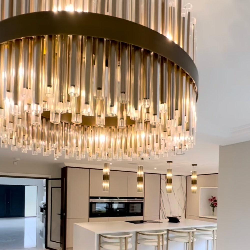 Camden Club brushed brass pendant light fitting reduced-Pendant-Renaissance Design Studio