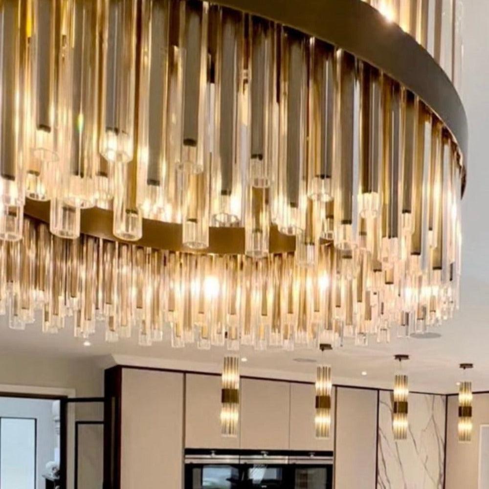 Camden Club brushed brass pendant light fitting reduced-Pendant-Renaissance Design Studio