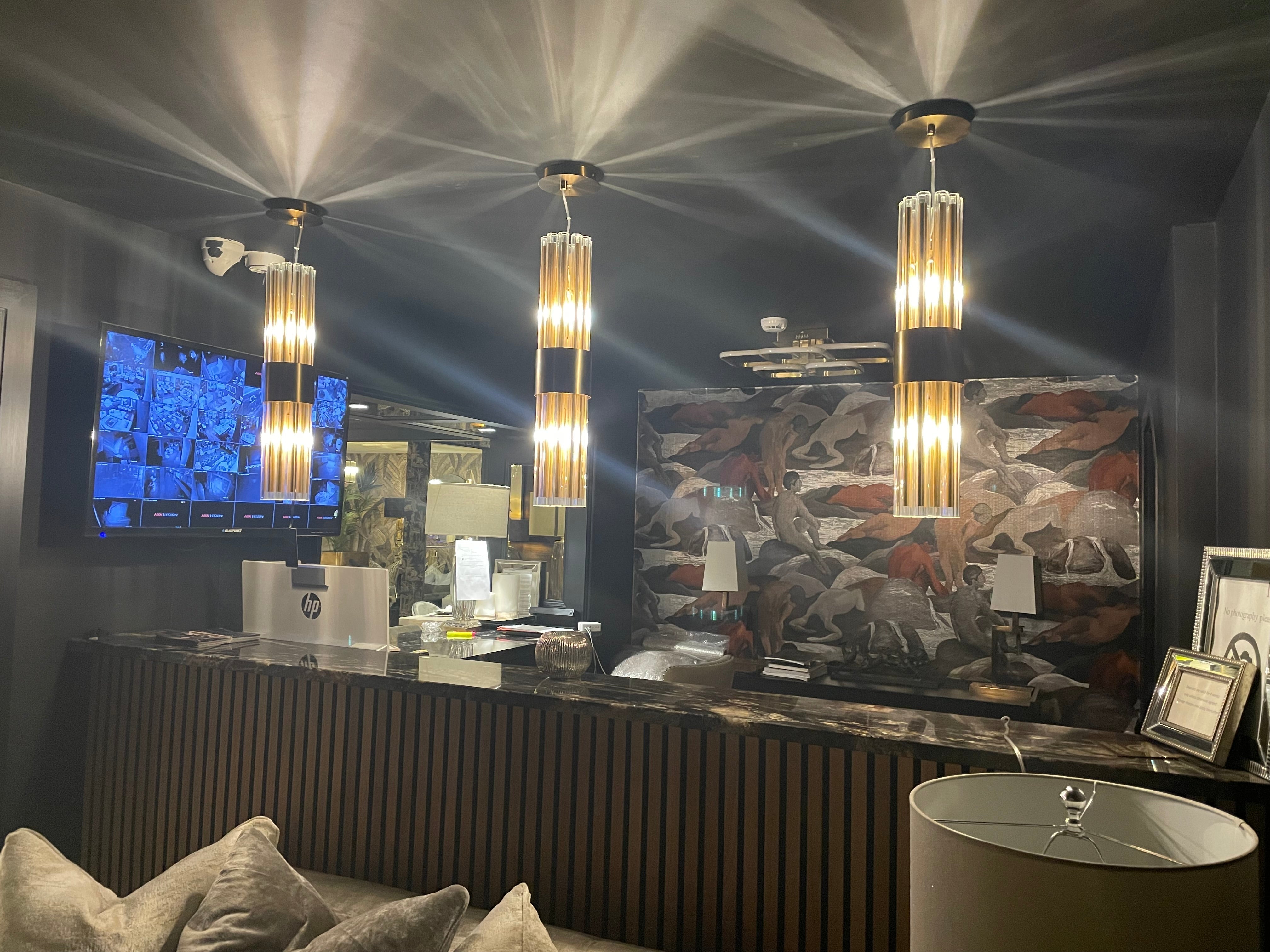 Camden Club brushed brass pendant light fitting reduced-Pendant-Renaissance Design Studio