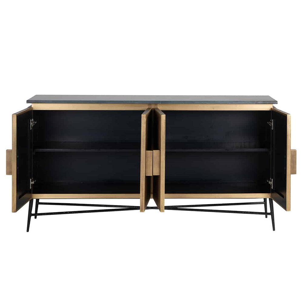 Camden Club I Designer Brass Wood with marble top  4 door Sideboard reduced