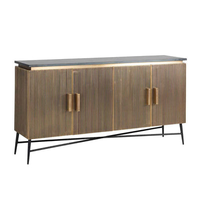 Camden Club I Designer Brass Wood with marble top  4 door Sideboard reduced