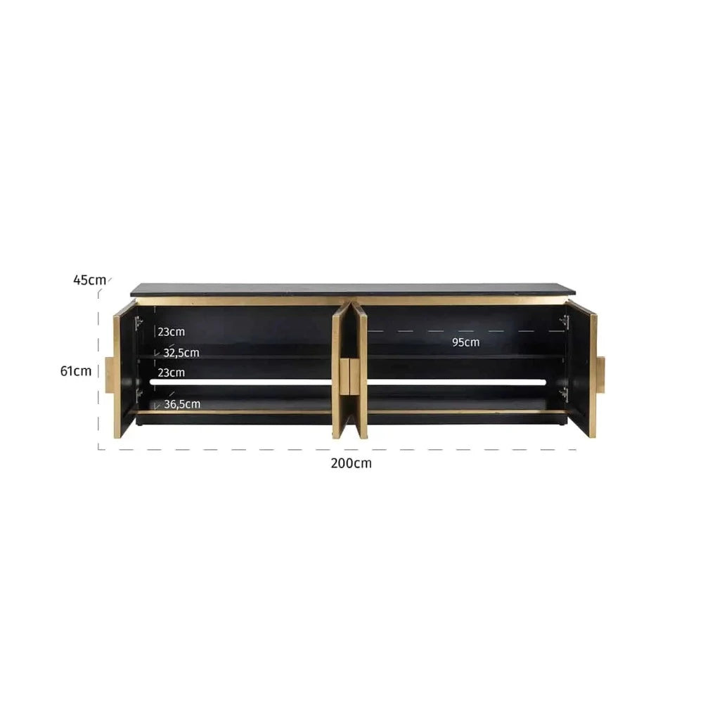 Camden Club TV Unit Sideboard with marble top-Renaissance Design Studio