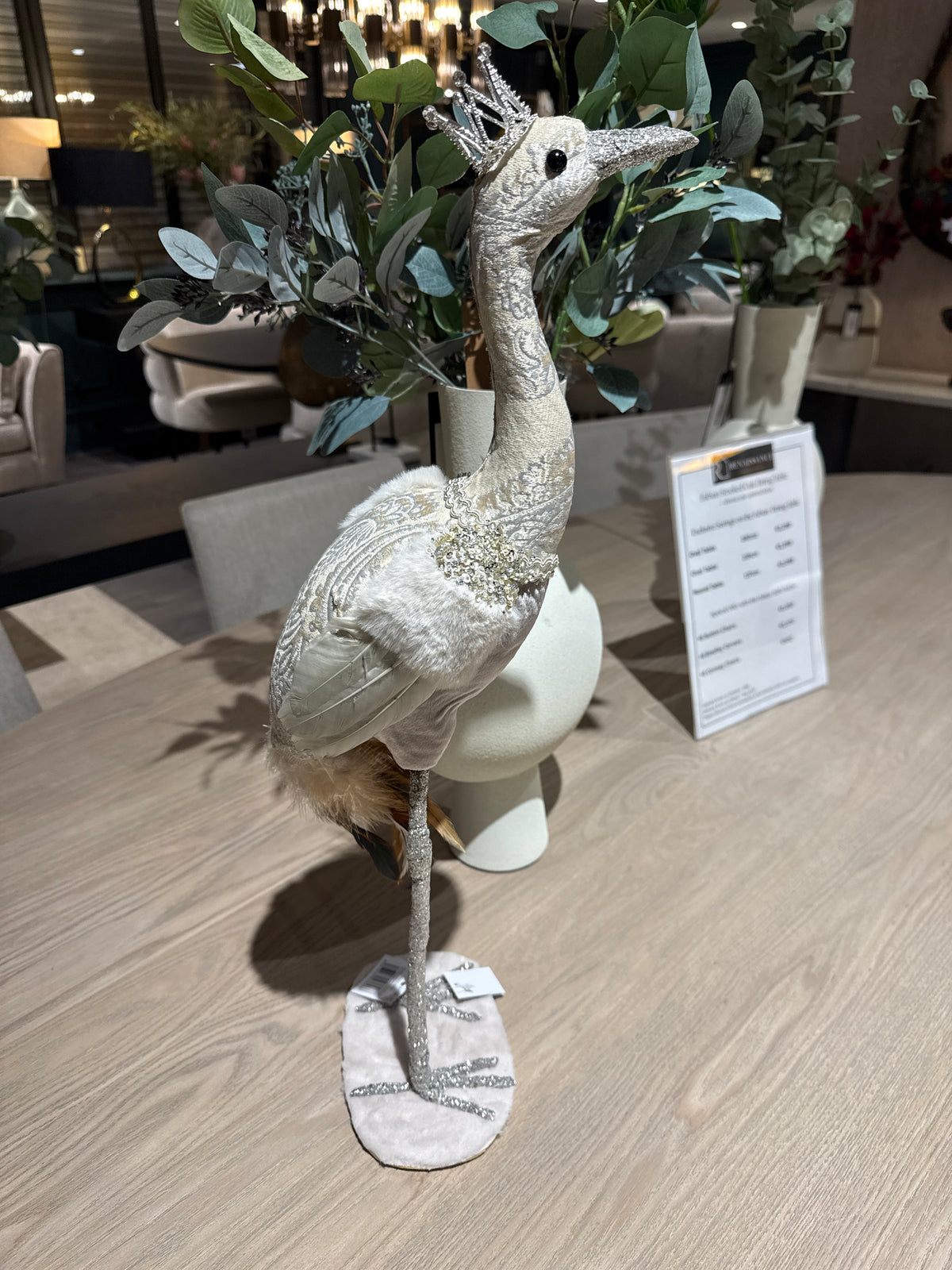 Christmas crane large with gold sparkles instore only by elmes