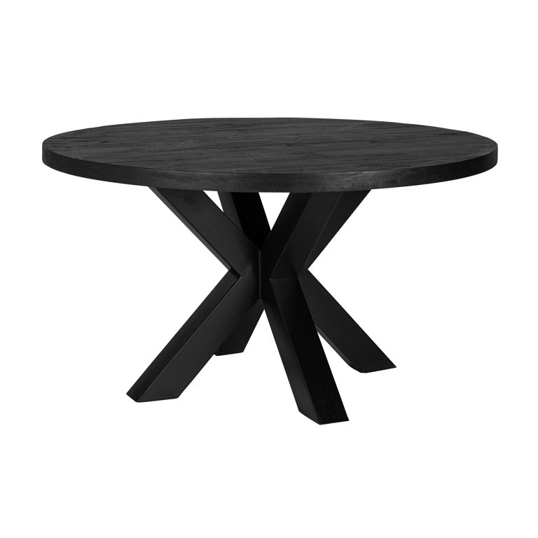 Caria Black Round Dining Table with spider leg 140 cm-Renaissance Design Studio