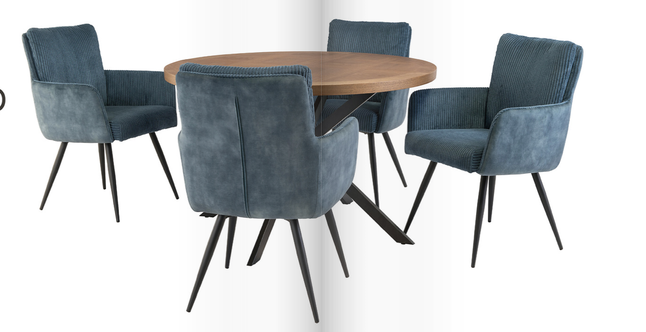 Carlton round 120 cm dining table in oak veneer-Renaissance Design Studio