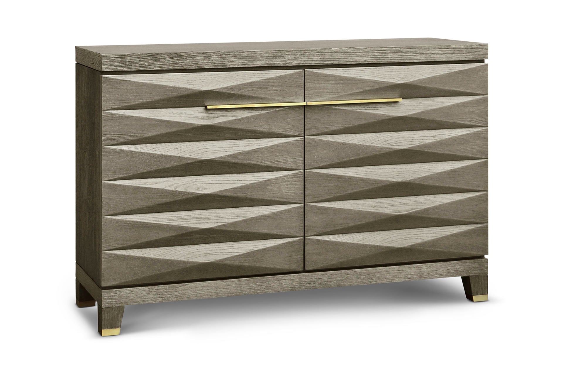 Cassandra 2 door taupe oak and brass sideboard.-Renaissance Design Studio