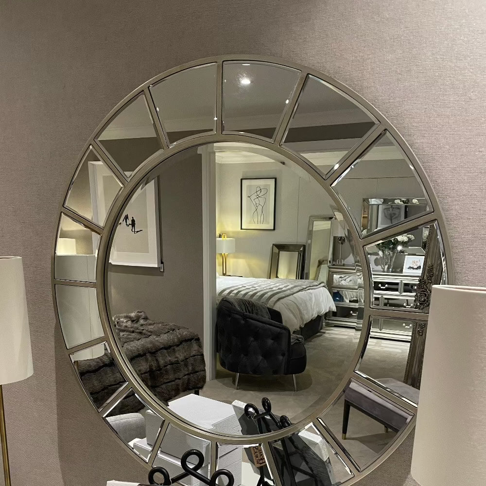 Celaine Mirror round with prism features last one-Renaissance Design Studio