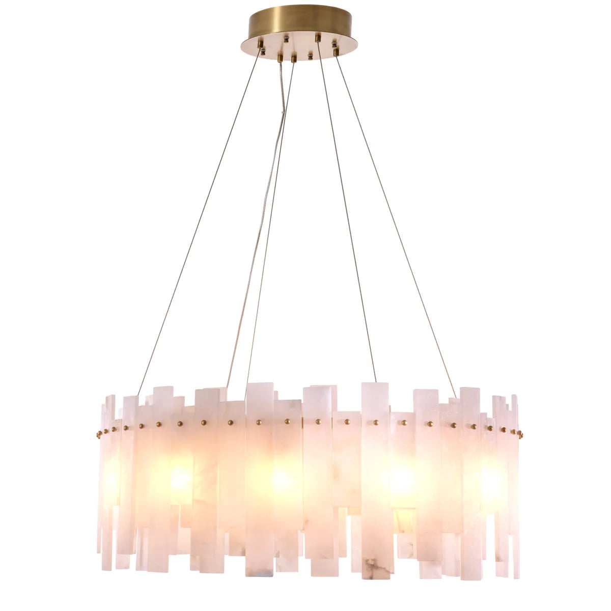 Chandelier Alabaster Pizzorni Antique brass finish by Eichholtz-Renaissance Design Studio