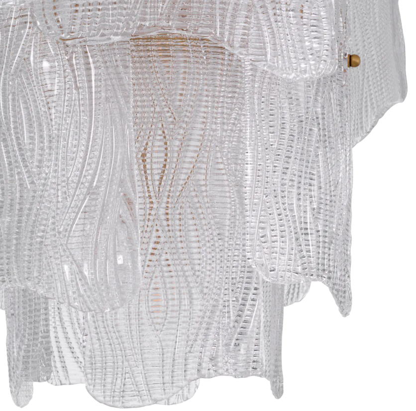 Chandelier Asinara S Antique brass finish w textured glass by Eichholtz-Renaissance Design Studio