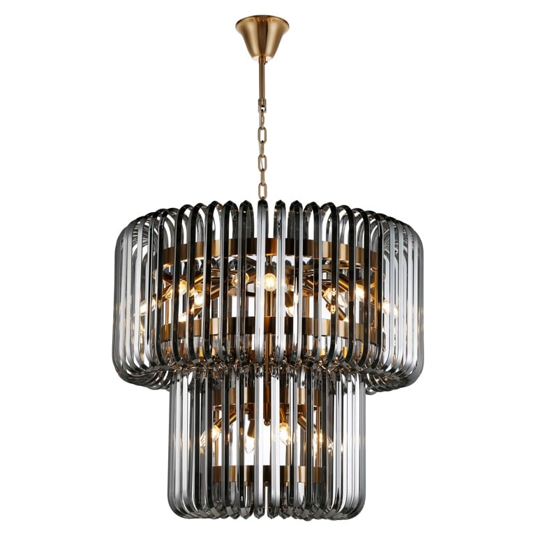 Chandelier Byron De Luxe with smoke glass 60 cm-smoke glass chandelier large-Renaissance Design Studio