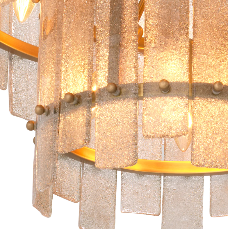 Chandelier Caprera Antique brass finish | hand blown glass by Eichholtz-Renaissance Design Studio