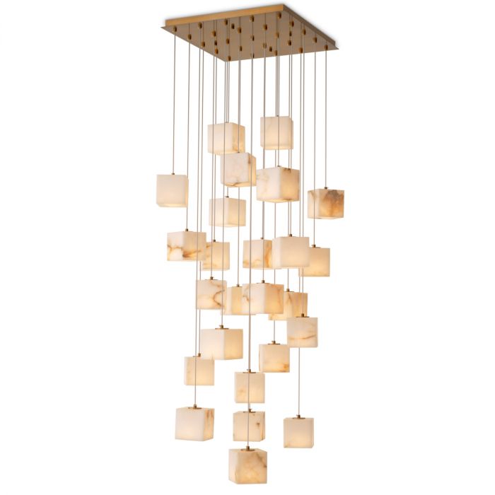 Chandelier Duboce in antique brass and alabaster by Eichholtz-Renaissance Design Studio