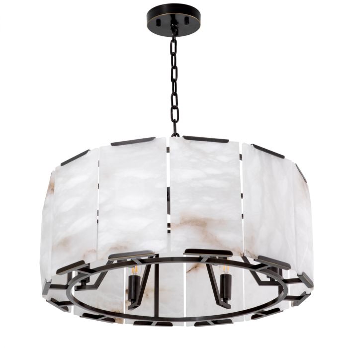 Chandelier Ortiz in Alabaster and bronze highlight by Eichholtz-chandelier alabaster-Renaissance Design Studio