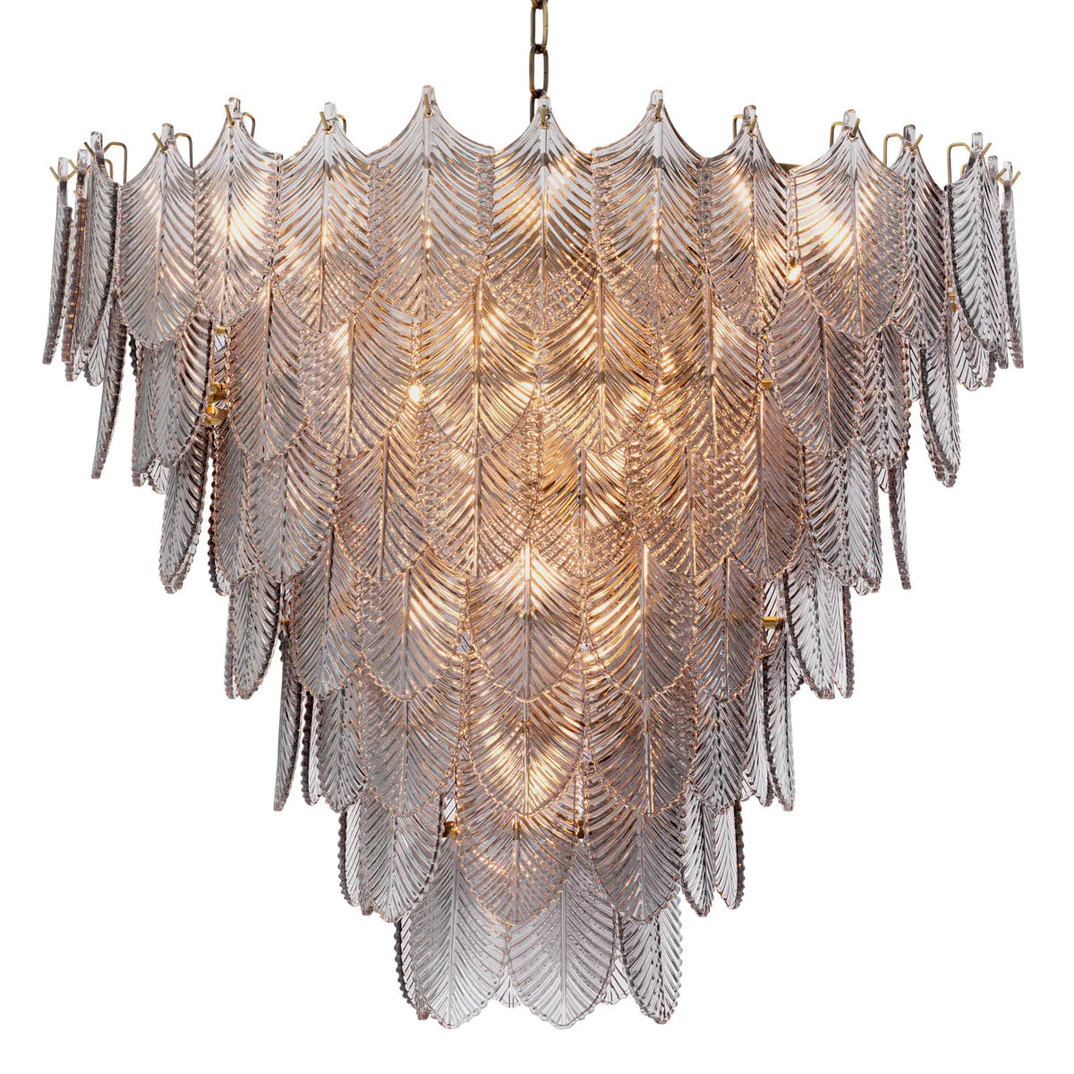 Chandelier Verbier Light Brushed brass smoked glass by Eichholtz Large-Renaissance Design Studio