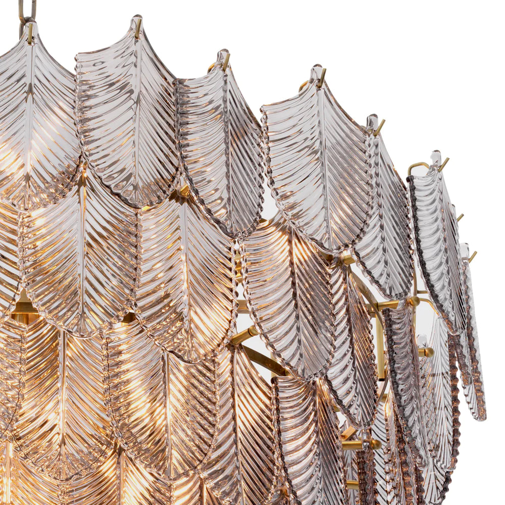 Chandelier Verbier Light Brushed brass smoked glass  by Eichholtz Large