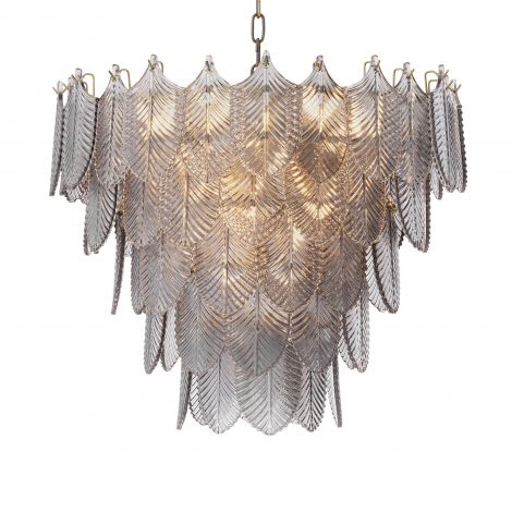 Chandelier Verbier Light Brushed brass smoked glass by Eichholtz-Chandeliers-Renaissance Design Studio