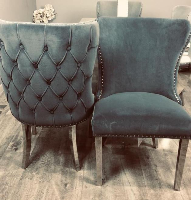 Chanel tufted dining chair w polished legs