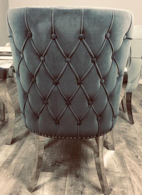 Chanel tufted dining chair w polished legs