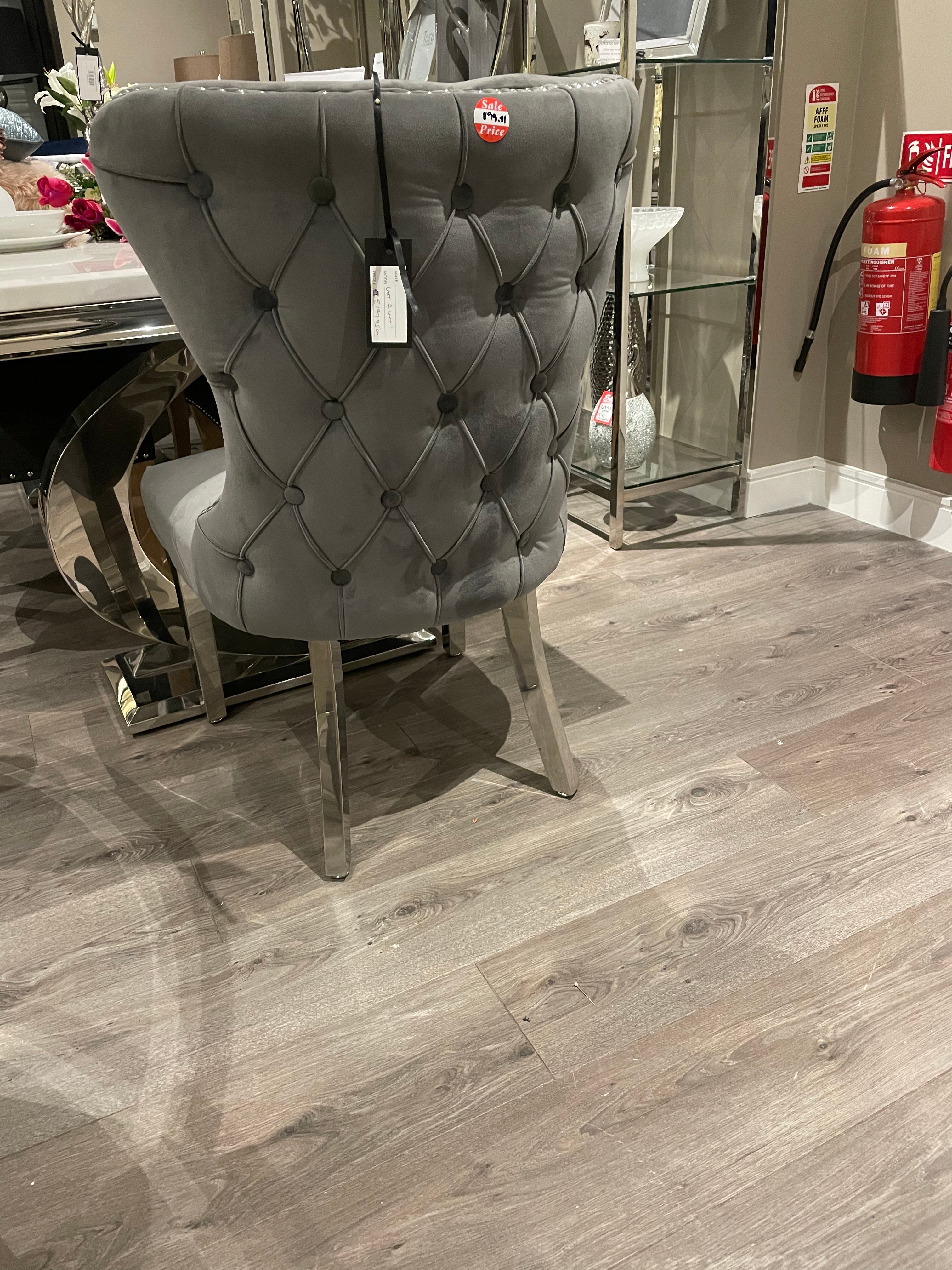 Chanel tufted dining chair w polished legs sold out-Renaissance Design Studio