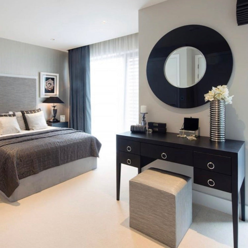 Chanelle round black Mirror LAST ONE SOLD AS SEEN-Renaissance Design Studio