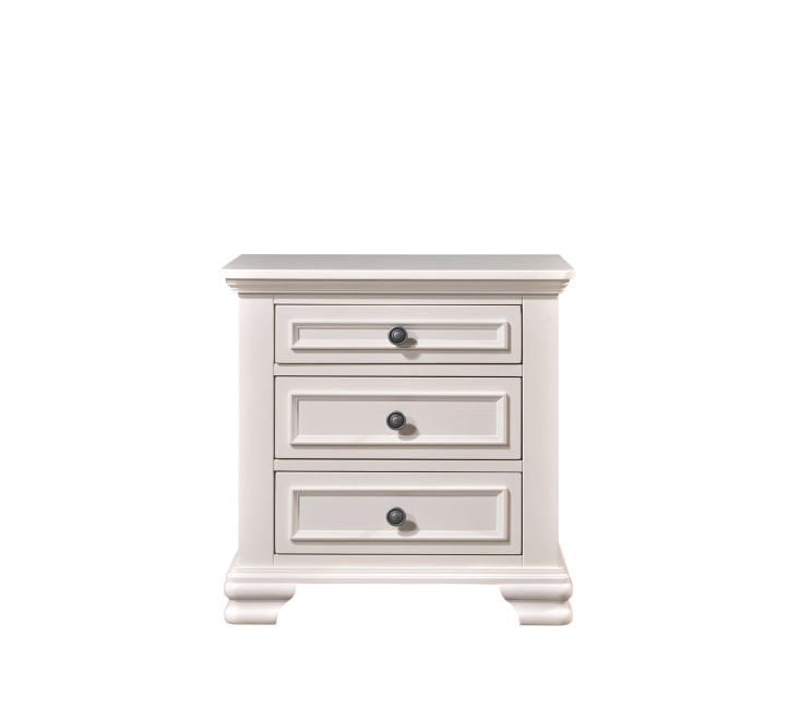 Charlie 3 drawer bedside cabinet in creamy white