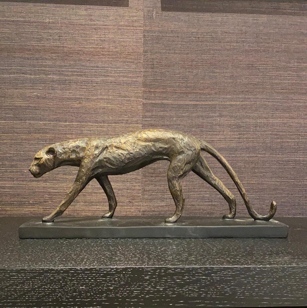 Cheetah Sculpture Bronze Finish-Decorative Ornaments-Renaissance Design Studio