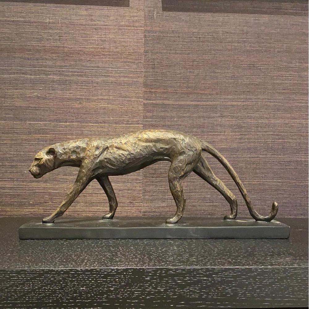 Cheetah Sculpture Bronze Finish-Renaissance Design Studio