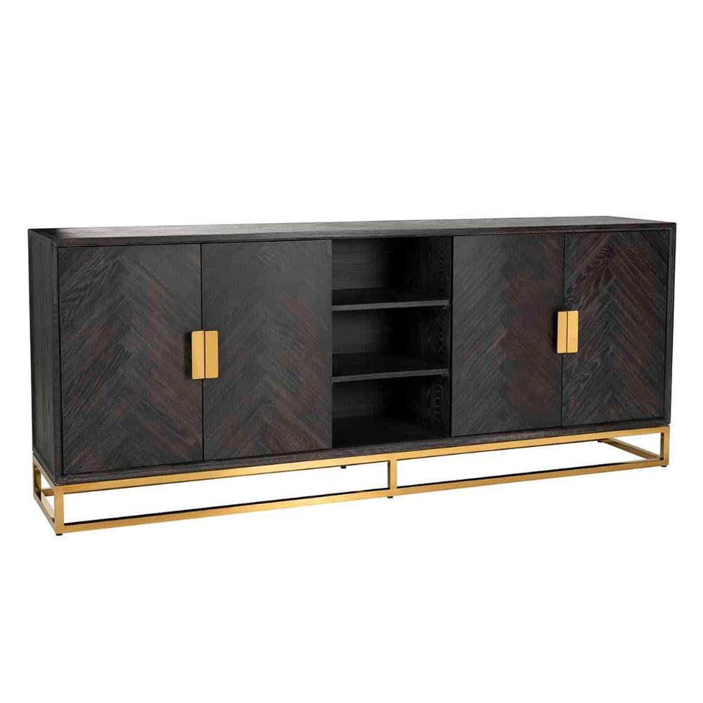 Chelsea Blake Herringbone Sideboard with gold accents-Renaissance Design Studio