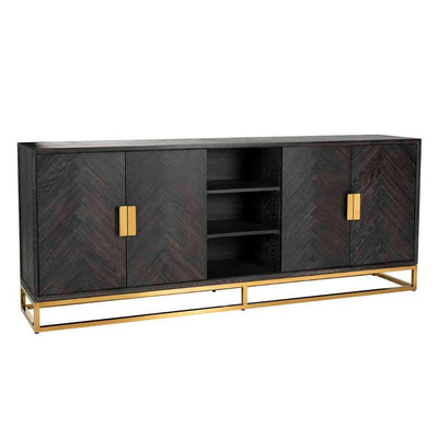 Chelsea Blake Herringbone Sideboard with gold accents