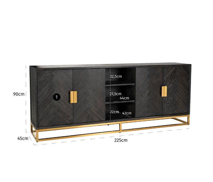 Chelsea Blake Herringbone Sideboard with gold accents