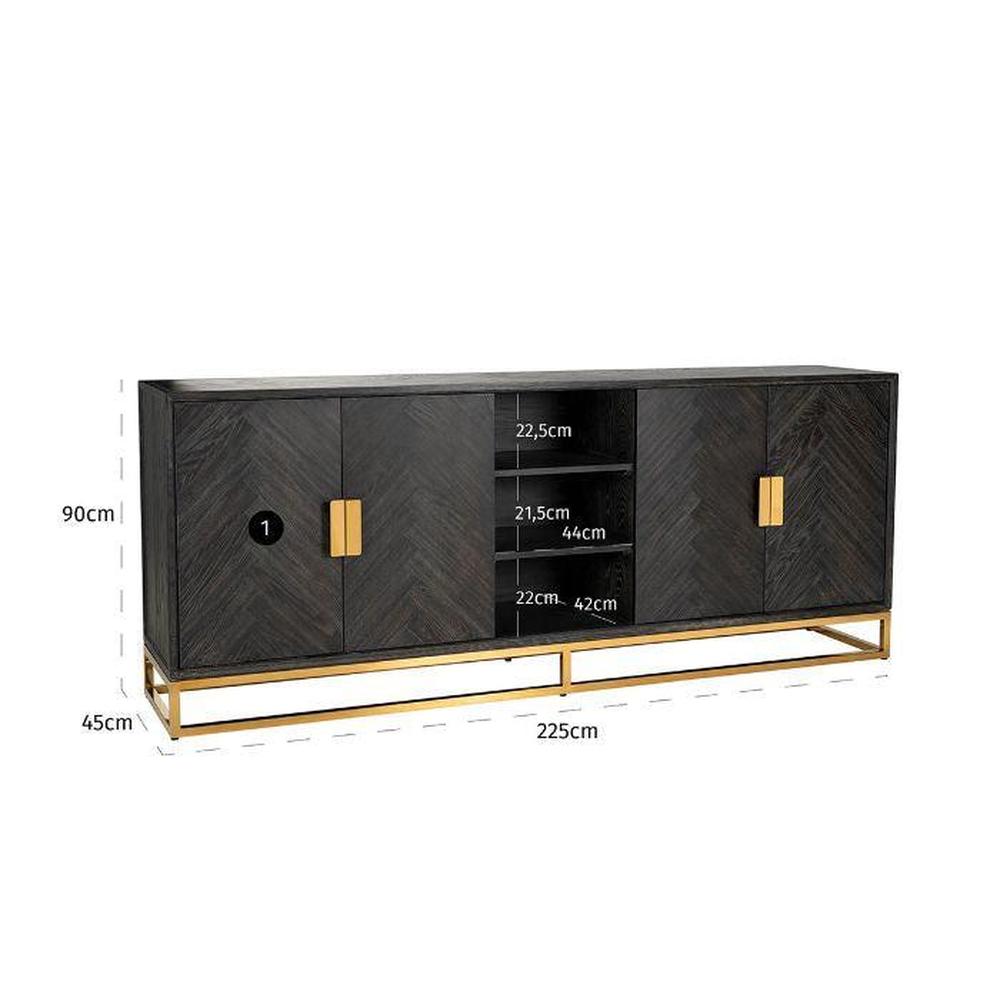 Chelsea Blake Herringbone Sideboard with gold accents-Renaissance Design Studio