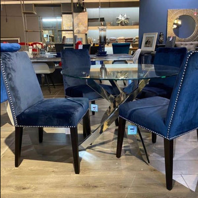 Chelsea Mayfair  Dining Chair IN NAVY velvet with stud detail reduced set of 6
