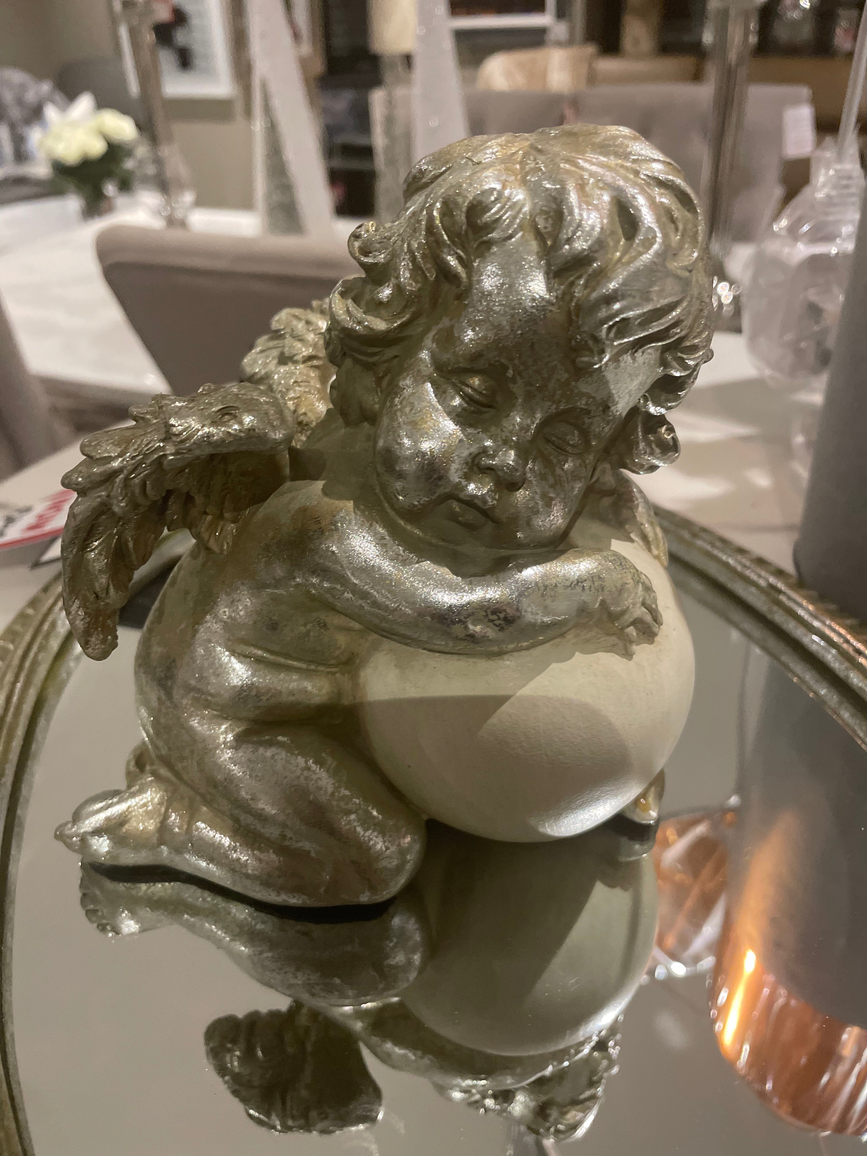 Cherub with white orb reduced-Renaissance Design Studio