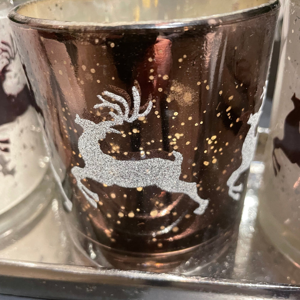Christmas seasonal voitive with Deer 8 cm   REDUCED