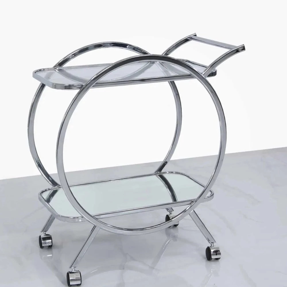 Chrome and Glass Drinks Trolley (boxed )