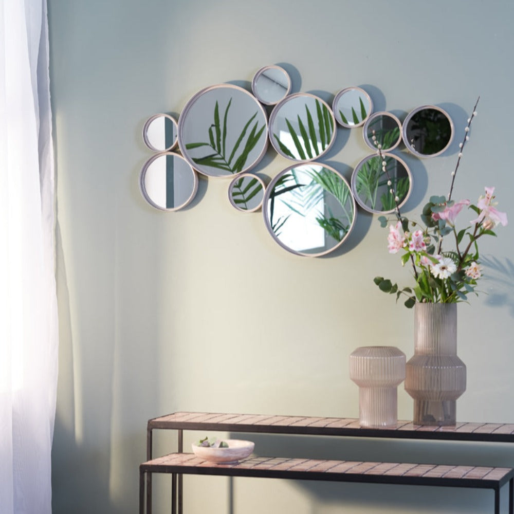 Circles LL Mirror Taupe Grey REDUCED for collection-Mirrors-Renaissance Design Studio