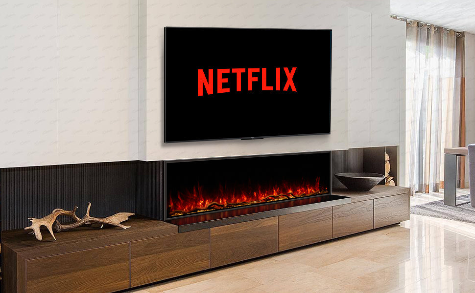 Clarence Borderless Electric Fire Insert in Black-Renaissance Design Studio